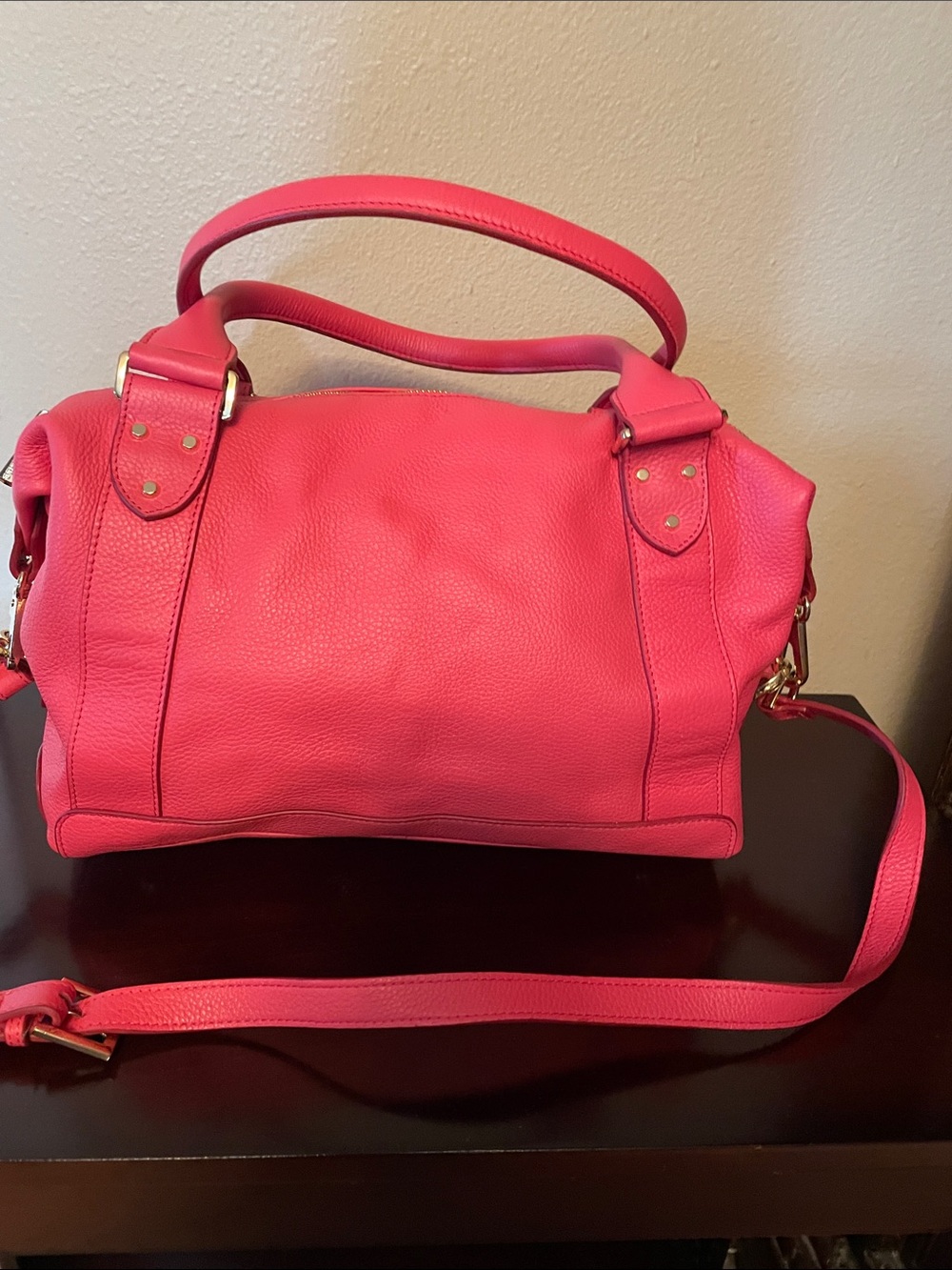 Ora Delphine Hot Pink Leather Satchel
